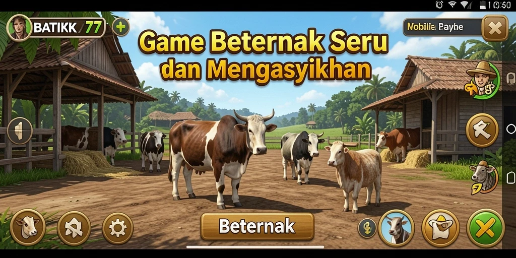 Antarmuka permainan BATIK77 menampilkan dunia pertanian yang menarik dan berwarna.
