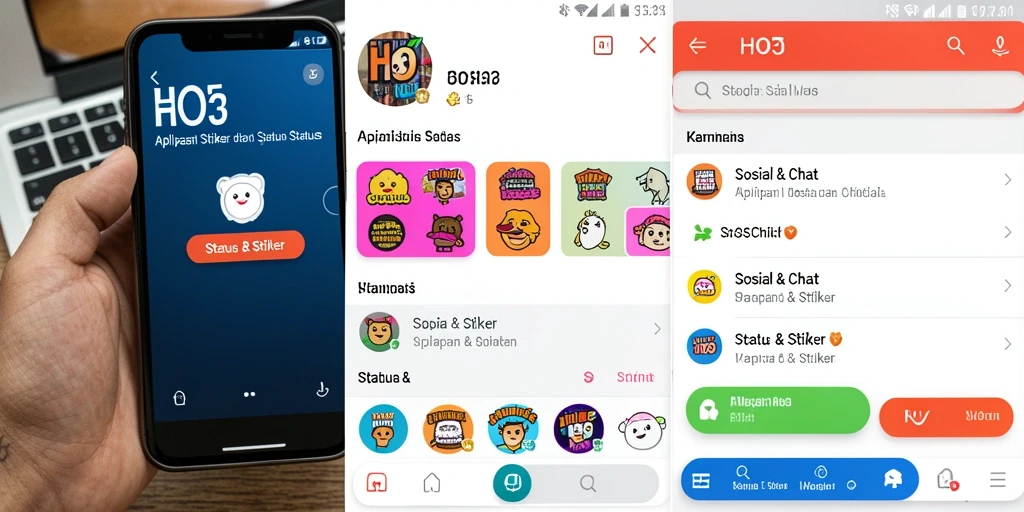 Antarmuka HO3 menampilkan pilihan stiker menarik untuk digunakan.