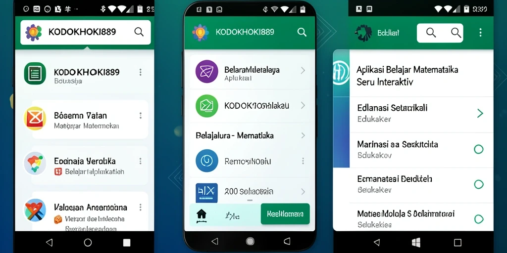 Tampilan antarmuka aplikasi KODOKHOKI889 untuk belajar matematika.