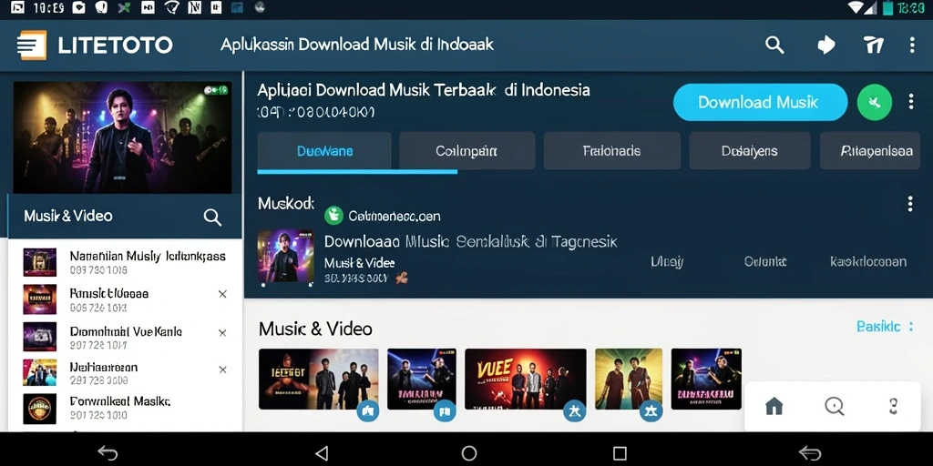 Antarmuka pengguna LITETOTO yang sederhana dan intuitif untuk download musik.
